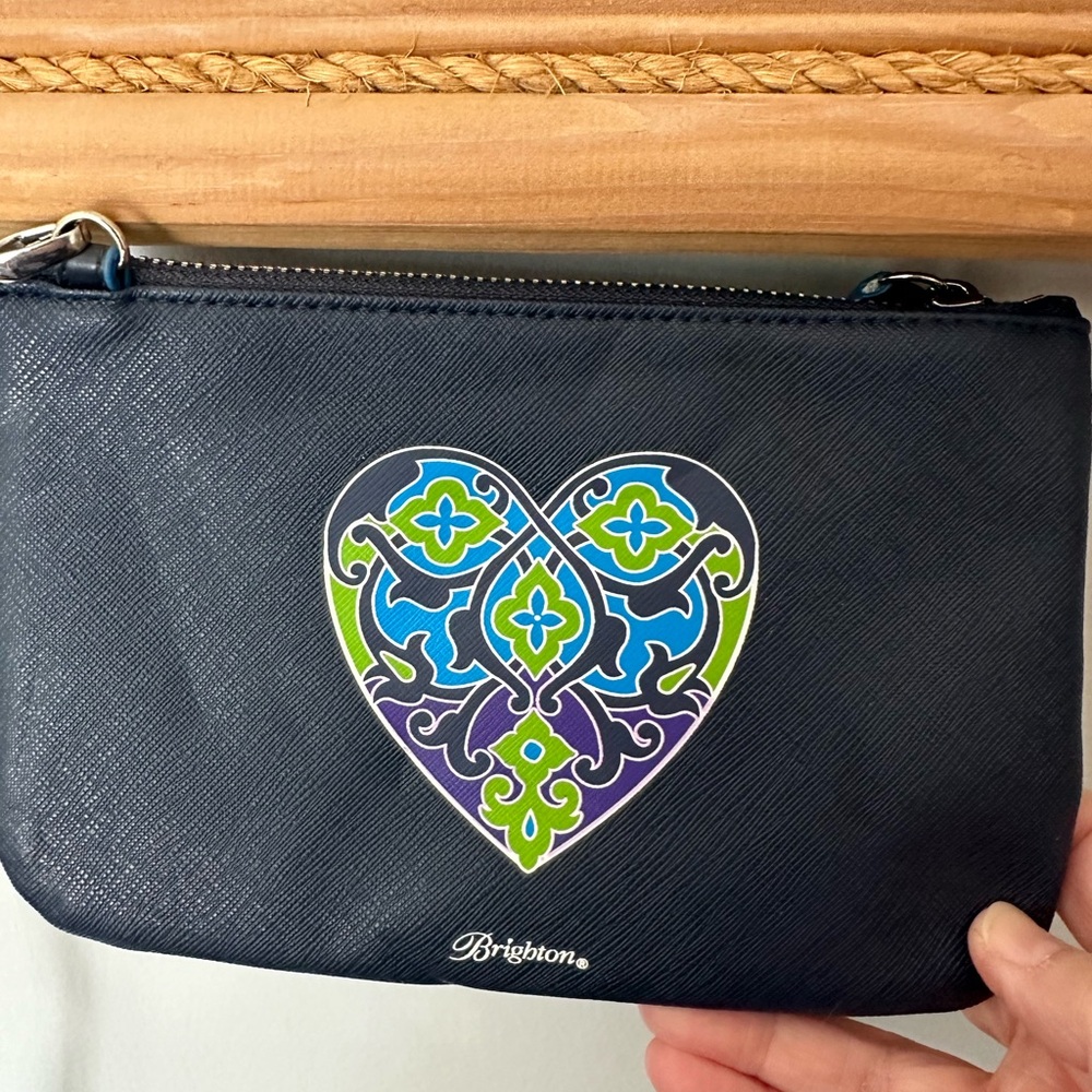 Brighton Lovely Blue Heart Pouch/Wristlet NWOT